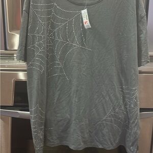 Maurices Charcoal Tee with Rhinestone Accents